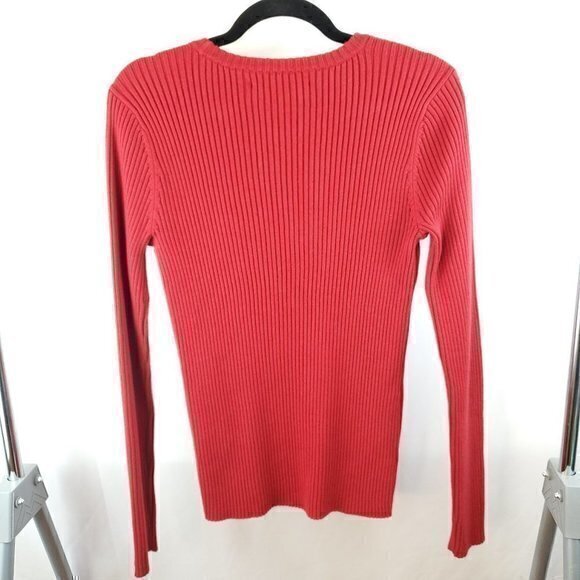 Vintage Y2K Tommy Hilfiger Logo Red Ribbed Long Sleeve 100% Cotton Sweat… - Picture 2 of 16